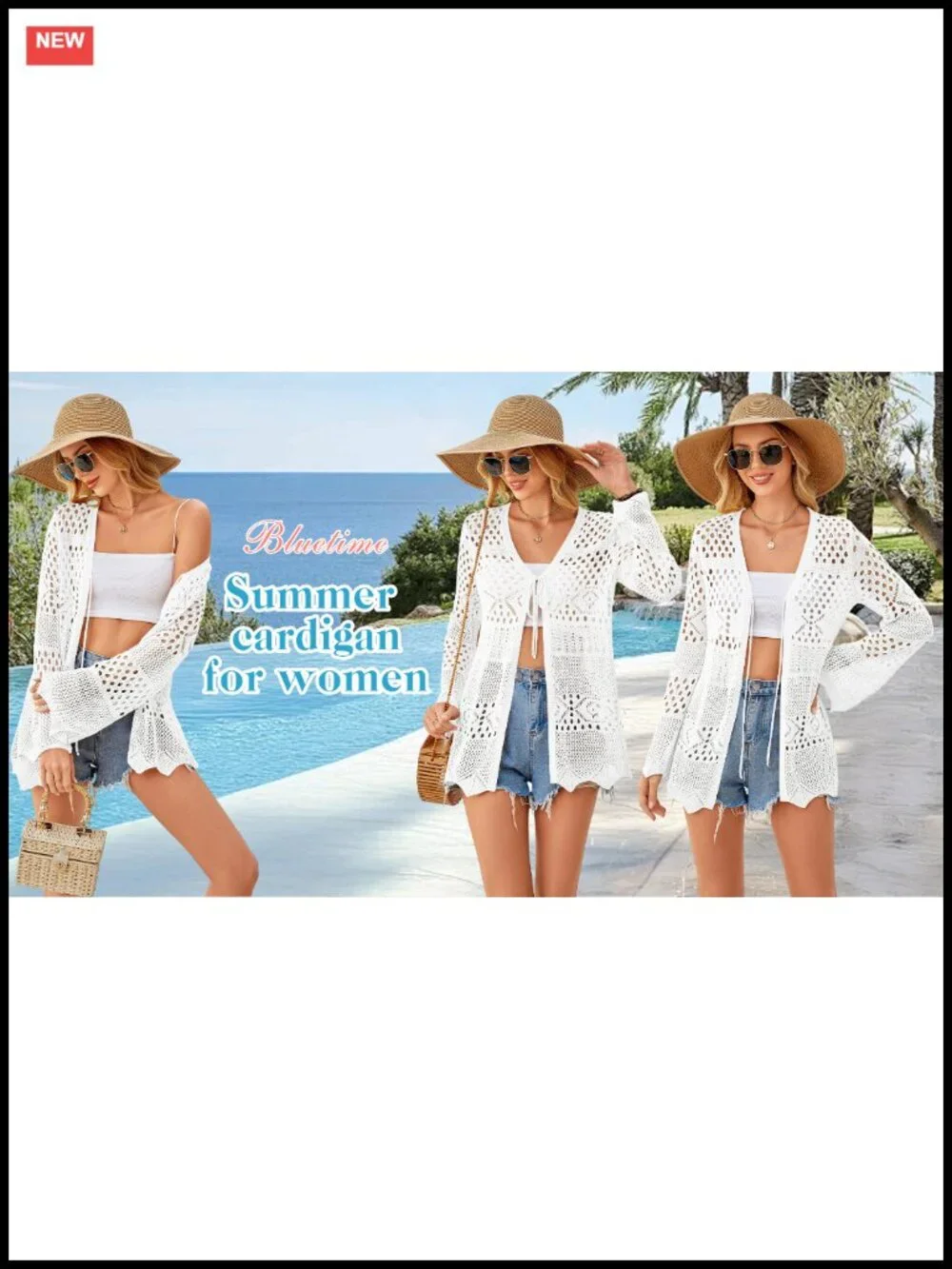 Crochet Summer Lightweight Cardigan with Tie Front and Bell Sleeves